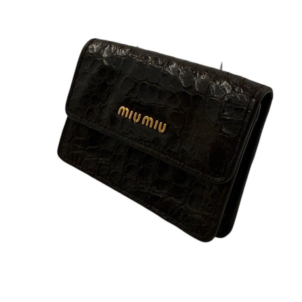 Mim104: Miu Miu Bi-Fold Wallet In Black Crocodile… - image 1